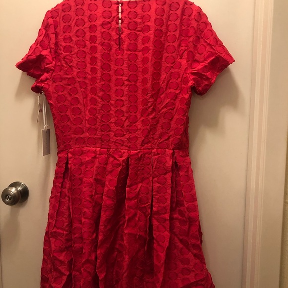 NWT 1. State Fit & Flare Pleated Dot Dress Barbie Hot Pink sz 10 - Picture 4 of 6